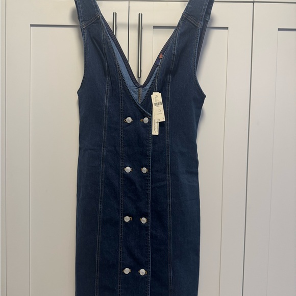 NWT Anthropologie Pilcro 12 Petite  Blue Denim Jean Dress Romper Dress Button Up - Picture 1 of 15